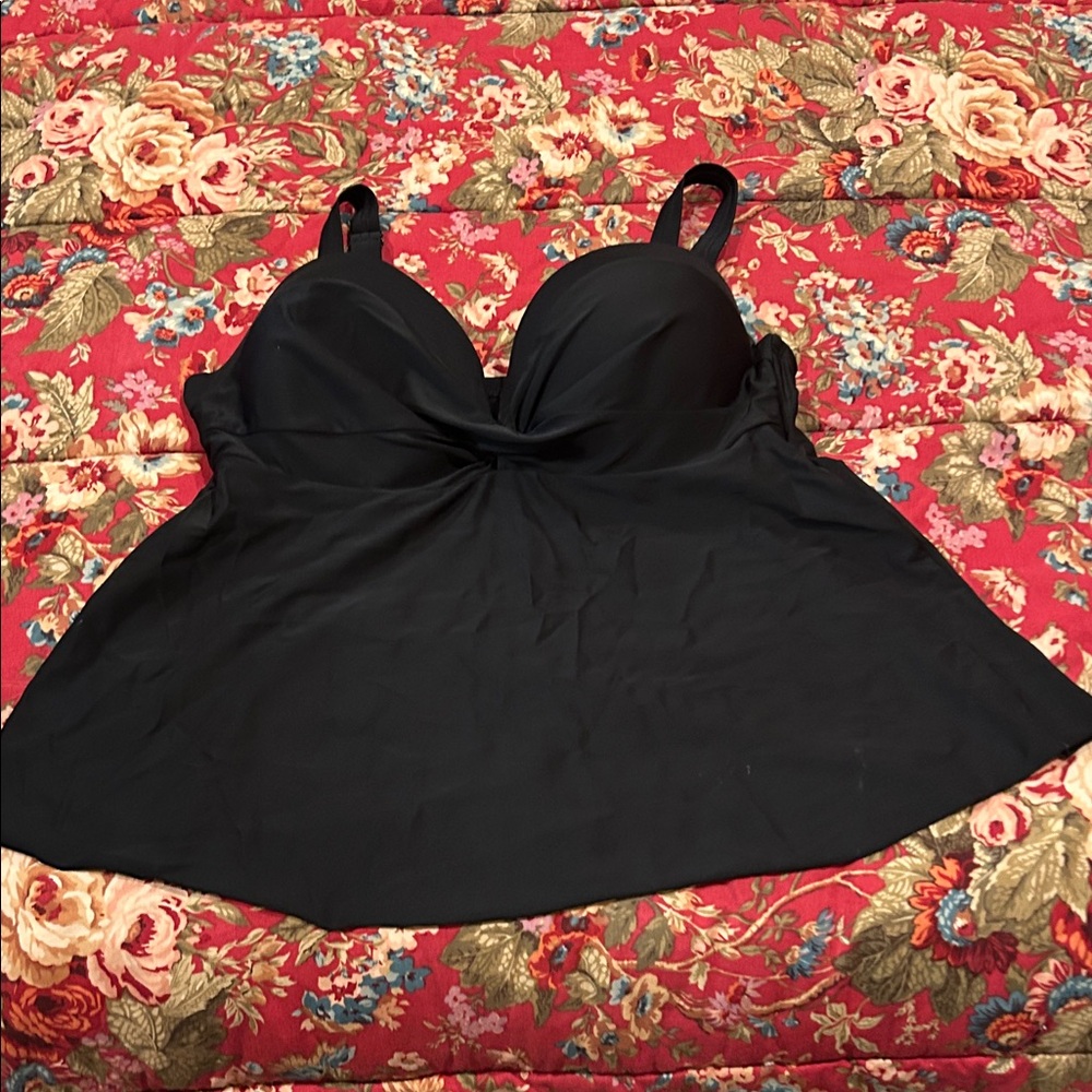 Swimsuits For All Elegant Black Underwire Swim Top